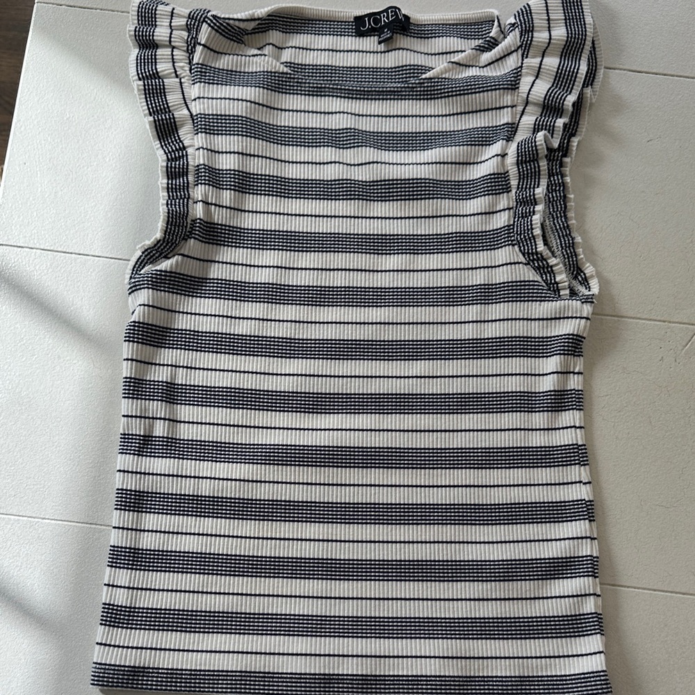 J. Crew Navy and White Striped Ribbed Tank Top